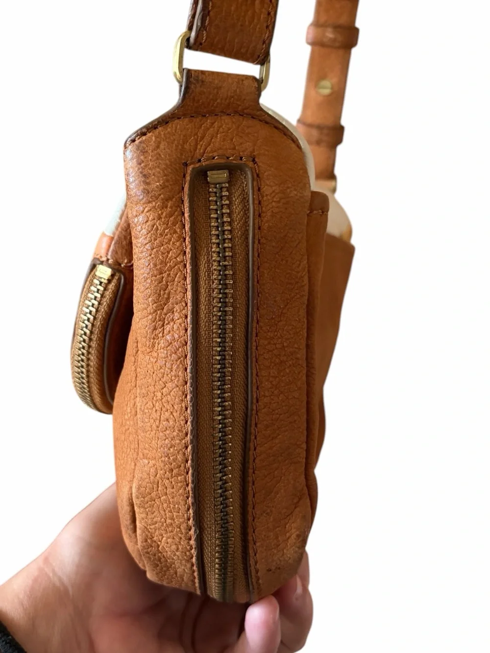 Fossil Preston Small Flap Crossbody Leather Bag Pink Red Brown Ivory‎ Striped
